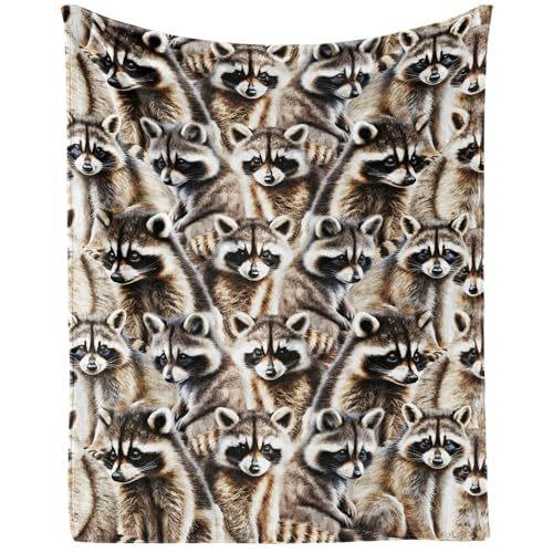 Raccoon Print Flannel Blanket Sofa Bedroom Decorative Blanket Portable Lunch Break Blanket Source