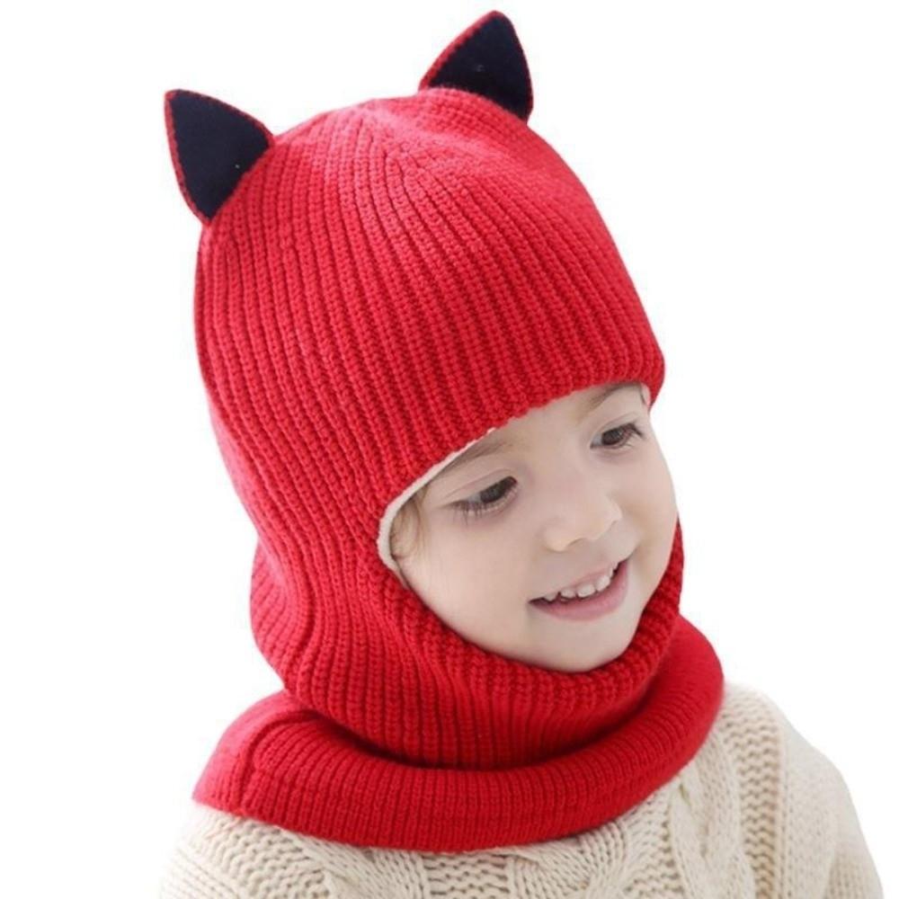 Thickened Knitted Baby Hats Keep Warm Warm Fleece Hats Cute Style Cute Cat Ears Hats  Cold Weather