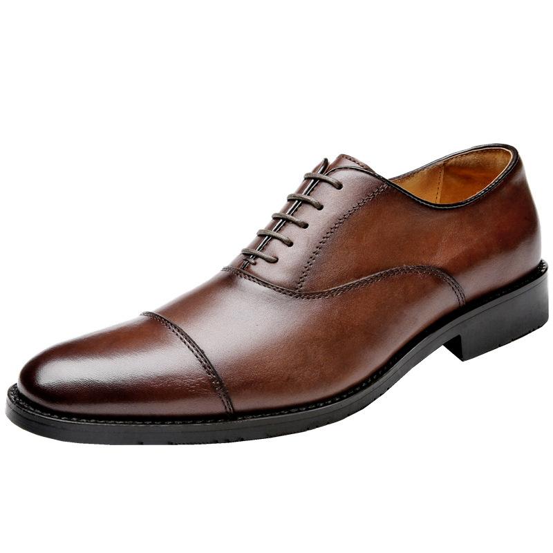 Первый слой коровьей кожи ручной работы, новые осенние три совместных деловых формальных кожаных туфель, мужские кожаные дышащие британские оксфордские туфли