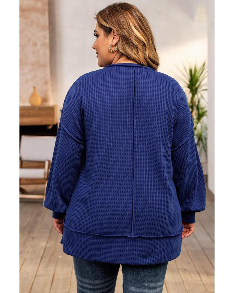 Azura Exchange Топ свободного покроя с открытым швом из вафельной вязки