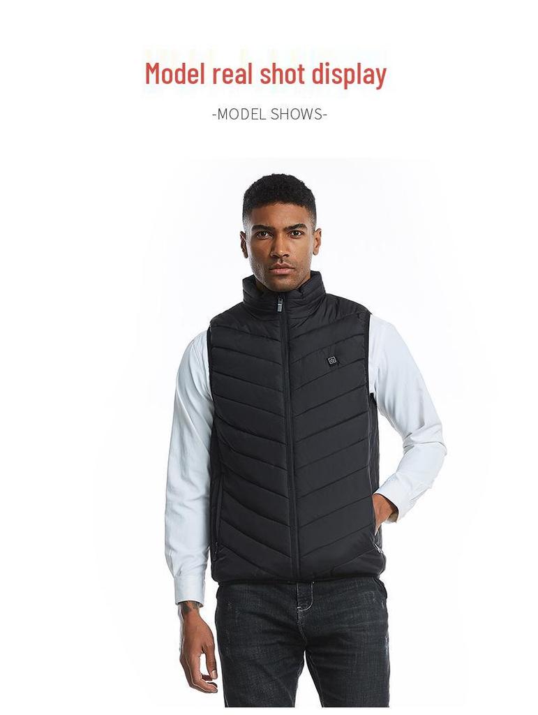 Men's Graphene USB Heated Vest with Stand-Up Collar - Nine-Zone Smart Heating