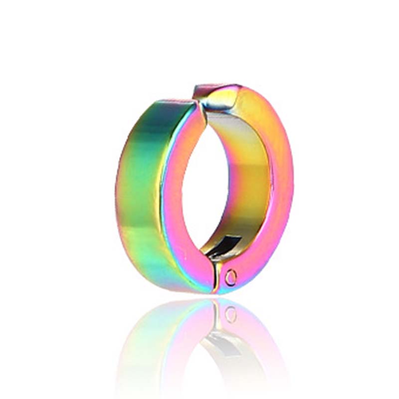 1 Pc Women Men Punk Earring Titanium Steel Black No Pierced Fake Earring Circle Ear Clip Pop Jewelry