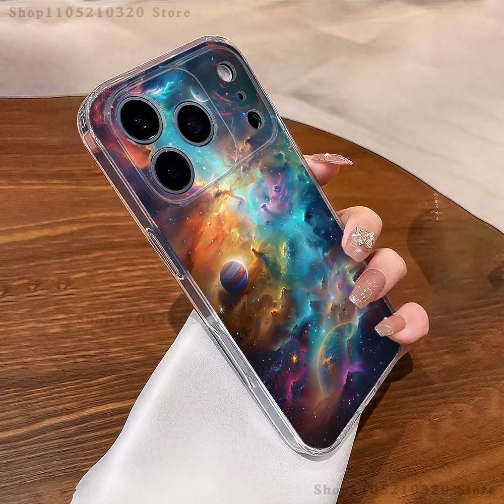 Чехол для телефона Uniberso Млечный Путь Для iPhone 17,16,15,14,13,12,11 Pro,Max,Plus,XR,Mini,E Прозрачный Мягкий Чехол Полное Покрытие