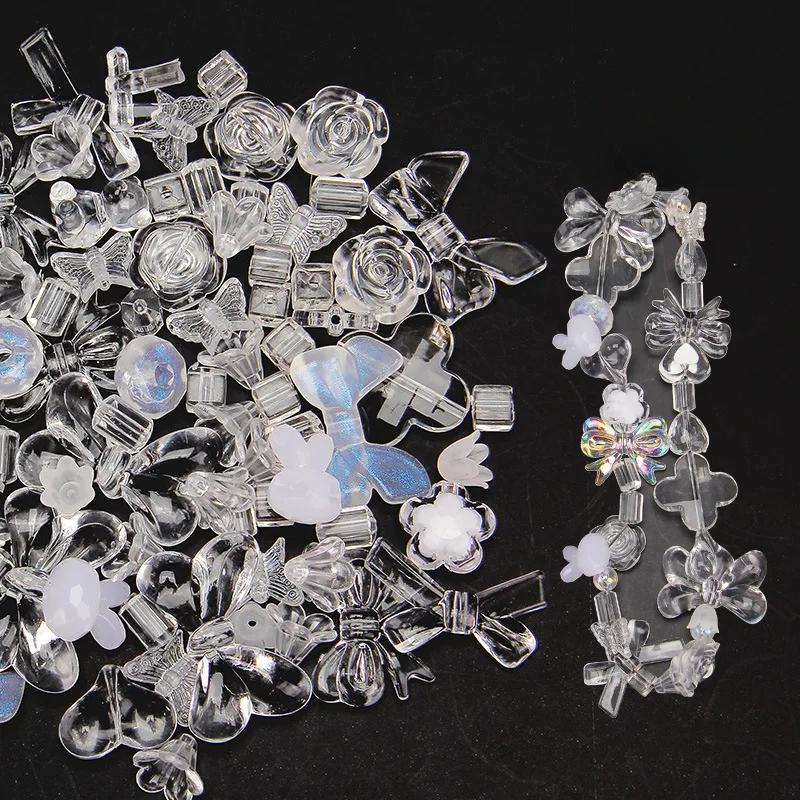 Смешайте акриловые бусины в форме сердца, бусины в форме цветка для поделок своими руками, изготовление швейных принадлежностей из бисера