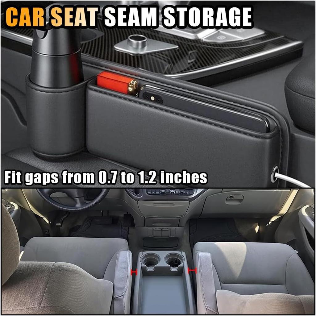 Упаковка из 2 предметов для автомобильного сиденья, кожаная полка для хранения автомобильного сиденья, с подстаканником, регулируемый ящик для хранения автомобильного сиденья, универсальное автокресло переднего ряда