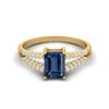 7X5MM Octagon Blue Sapphire Gemstone 925 Sterling Silver Gold Plated Solitaire Split Shank Women Wedding Ring