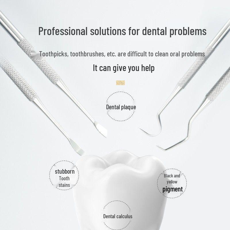 Набор стоматологических инструментов из нержавеющей стали: Оральный эндоскоп, Зонд, Зубочистка, Очиститель полости рта, Удалитель пятен и зубного камня.