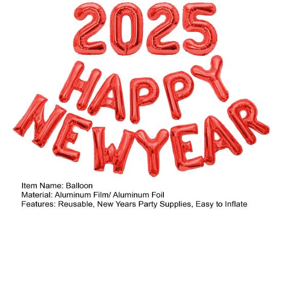 Воздушные шары с Новым годом 2025 года, 16-дюймовые буквы, цифры, алюминиевые фольгированные шары, многоразовые праздничные шары для празднования Нового года
