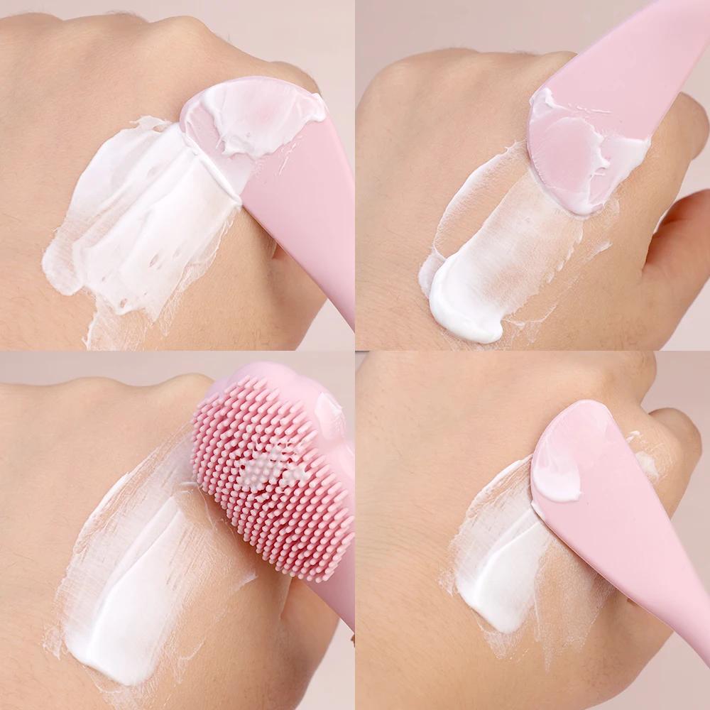 Soft Silicone Facial Cleansing Brush 2 In 1 Silicone Face Mask Brush & Face Scrubber For Exfoliating Massaging Remove Blackhead