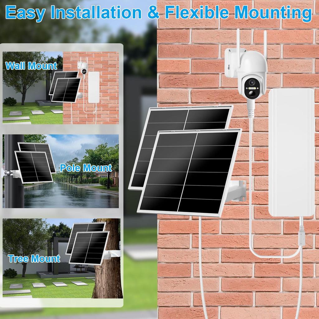Солнечный источник питания высокой емкости 24000 мАч с двойными панелями по 20 Вт, многоцелевой комплект для наружного мониторинга 5 В/12 В.