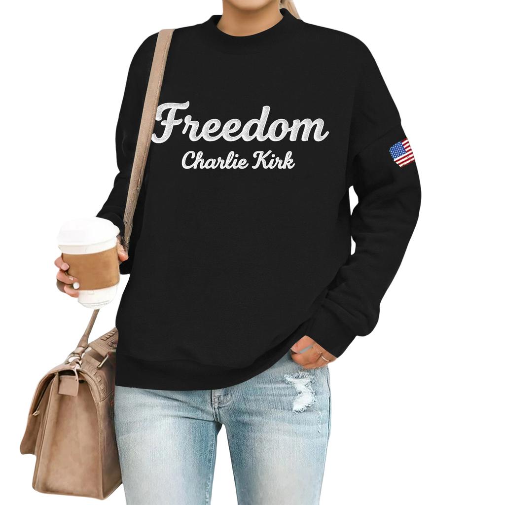Women's Casual Fashion Round Neck Long Sleeve  Printed Sweatshirt