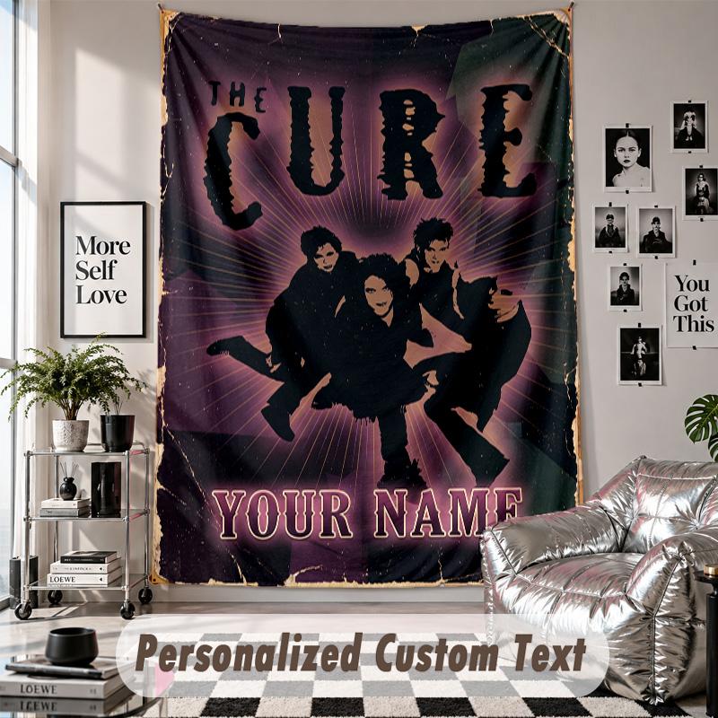 Wall Hanging Tapestry With Custom Name & Text, The Cure Decorative Tapestry For Bedroom