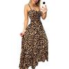 Женское платье на бретельках с леопардовым принтом и низким вырезом, V-образным вырезом, без рукавов, обтягивающее, с высокой талией, в тон, с открытой спиной, с большим подолом, пляжное платье макси для отпуска