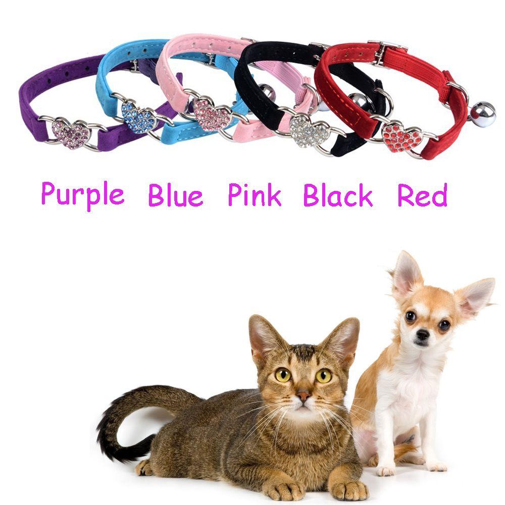 Puppy Cat Kitty Elastic Velvet Pet Necklacce Bell Heart Shape Dog Collar