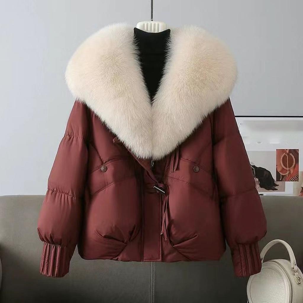 Fashion Winter Jacket Women Parkas Korean Big Fur Collar Thick Down Cotton Jacket Female Short Coat Warm Outerwear Tops