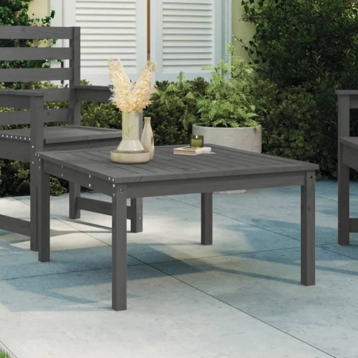 VidaXL Garden Table Grey 82.5x82.5x45 Cm Solid Pine Wood 824122
