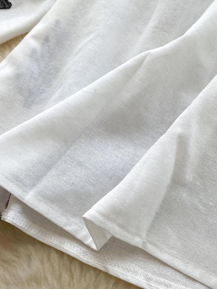 Весна Осень Новая Винтажная Рубашка с Рукавами-Фонариками Женская Вышитая Круглый Вырез Ремешок Свободная Повседневная Блузка Топ