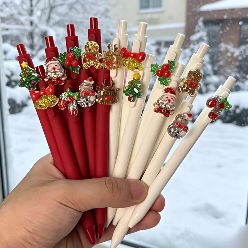10/15pcs Ballpoint Pen Cute Snowman Design Stylish Clickable Ballpoint Pens, Random Styles, Smooth Writing No Ink Clogging