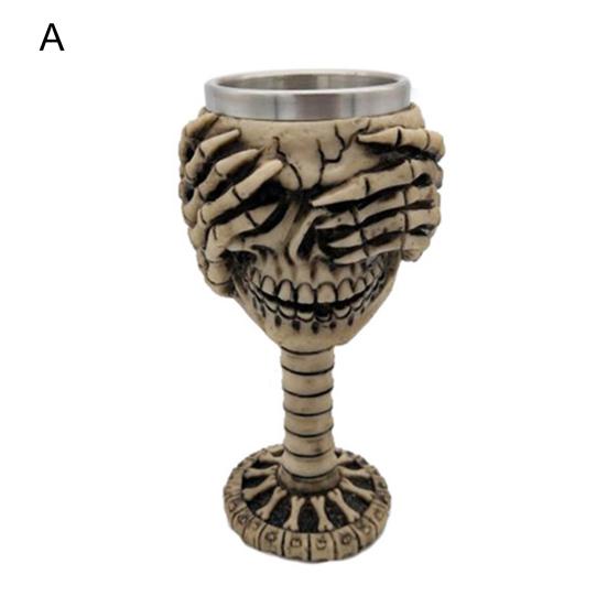 Stainless Steel Mug Halloween Beer Cup Resin 3D Goblet Mug With Skull and Bones Design Coffee Cup Halloween Gift