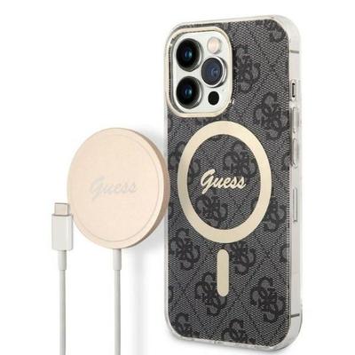 Guess GUBPP13XH4EACSK Case+ Charger Set iPhone 13 Pro Max Black/black Hard Case 4G Print MagSafe