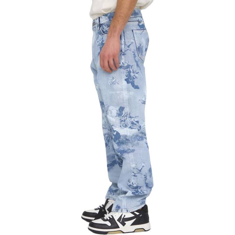 OFF WHITE Джинсы прямого кроя с принтом Skate All Over OMYA138S23DEN0034000
