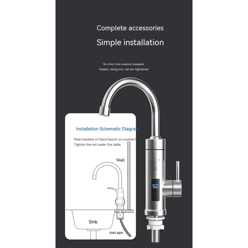Кухонный электрический кран для горячей воды из нержавеющей стали, мгновенный трехсекундный кран для горячей воды, горячая и холодная вода