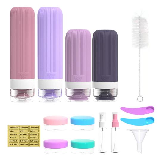 1 набор 60/90 мл силиконовых дорожных бутылочек, герметичные, многоразовые, для хранения крема для лица, лосьона, солнцезащитного крема, портативные, многоразовые, пустые емкости для туалетных принадлежностей