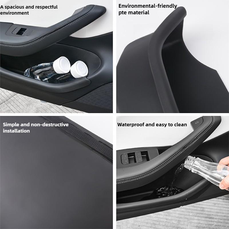 For Tesla Model Y Juniper 2025 Launch 2026 Door Side Storage Box TPE Front Rear All-Inclusive Organizer Modification Accessories