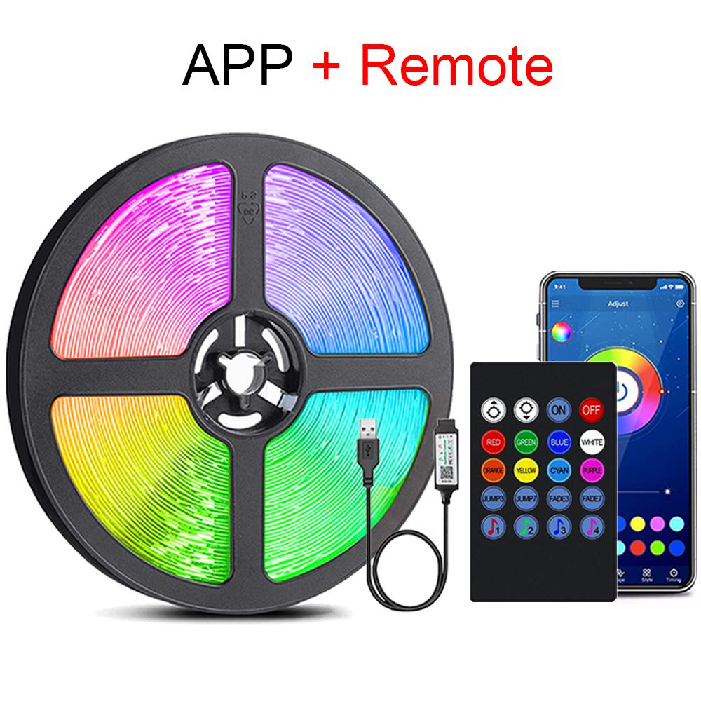 APP+Bluetooth Led Strip Light Music Sync RGB 5050 Led Tape Bluetooth Control Flexible Ribbon for Room Party Decoration TV Backlight