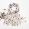 Fresh Printed Cotton and Linen Feel Tassel Scarf Shawl for Summer Ladies Long Scarf Travel Beautiful Long Silk Scarf