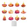 12 Pcs Diwali Festival Sticker Lotus Tealight Candle Holder Sticker Artificial Lotus Flower Labels for Indian Decor Diwali Puja Party Supplies