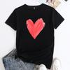 Summer Women's Plus Size Heart-shaped Printed Pure Cotton Loose Round Neck Short Sleeved T-shirts Women's