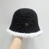 Women's Knitted Fisherman Hat Winter Versatile Color Blocked Bucket Hat Japanese Style Warm Hat
