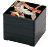 Wakaizumi Black Box with Knotted Crane 3 Lacquerware, 6-inch (Black Interior), Tiers, H-152-7A