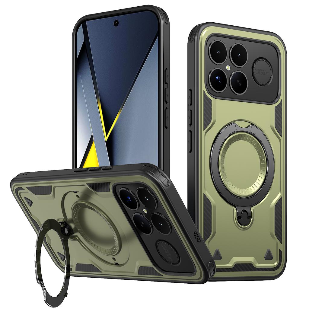 Бронированный противоударный чехол Fundas для Xiaomi Poco F8 Pro Ultra Redmi K90Pro Max 360° Вращающаяся магнитная подставка ТПУ Пластиковая крышка для телефона