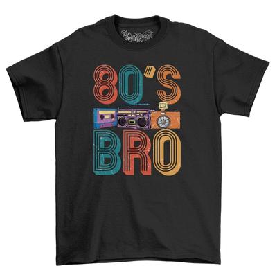 The ShirtShack 80's BRO Мужская смешная футболка 100% хлопок Черная унисекс футболка