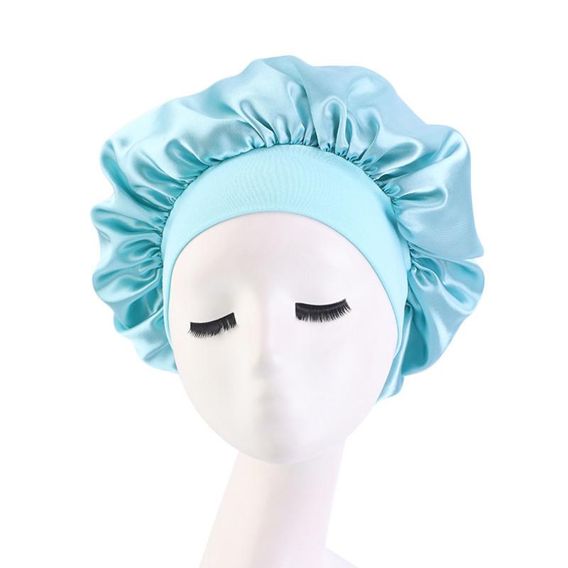 Soft Silk Hair Bonnet With Wide Band Comfortable Night Sleep Hat Hair Loss Cap