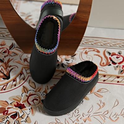 Два Носить Пушистые Тапочки Женские Меховые Осень Зима 2025 Новые Баотоу Полутапки Толстая Подошва Маффин Хлопковые Туфли для Женщин