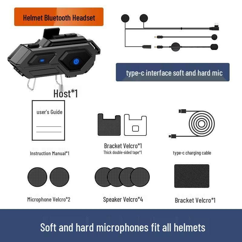 Водонепроницаемые Bluetooth-наушники для мотошлема с шумоподавлением и многосторонней связью
