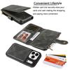 For iPhone 17 Pro Max Phone Case PU Leather Zipper Wallet Detachable Cover