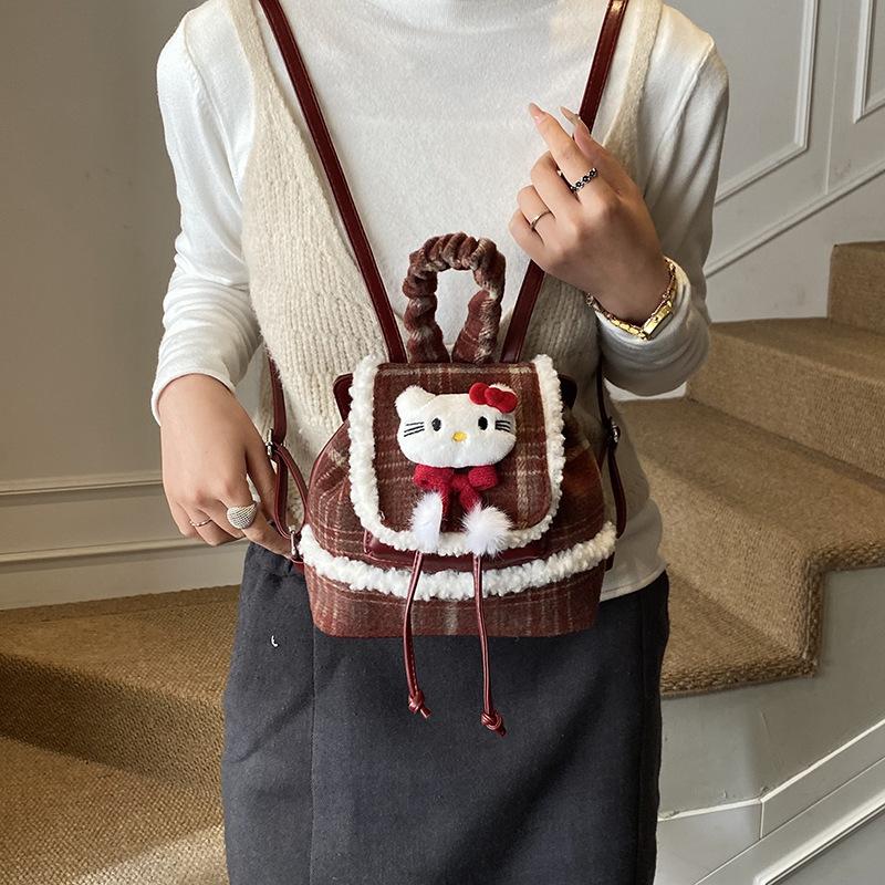 Boys And Girls Plaid Backpack Retro Academy Style Baby Travel Schoolbag Autumn And Winter Children'S Backpack