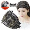 Корейская этническая вышитая повязка на голову: Широкая кружевная повязка на голову для маскировки седины, эффект похудения лица, модный аксессуар-заколка для волос