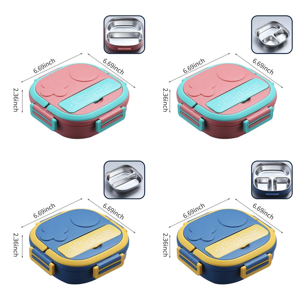 Lunch Box With Fork Compartment Reusable Leakproof Stainless Steel Bento Box for Adults Kids School Office