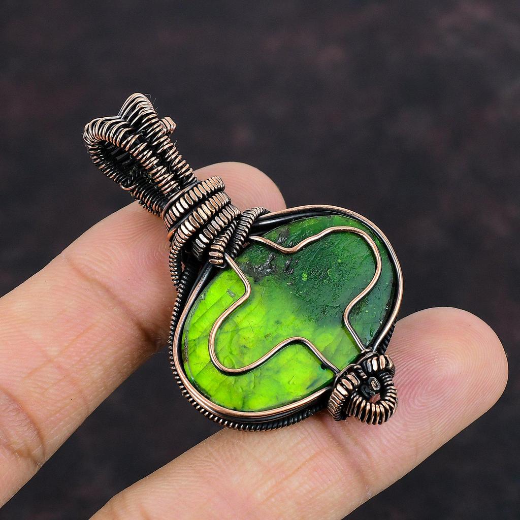 Кулон из разноцветного огненного лабрадорита, кулон из радужного лунного камня, обернутый медной проволокой, подвеска ручной работы из драгоценных камней, дизайнерское ювелирное изделие, подарок для мамы