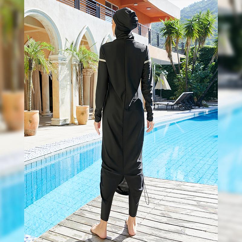 Women Muslim Bathing Suit With Cap Printing Long Sleeve Swimsuit Modest Muslin Beachwear Women Swimwear Islamic Burkinis Wear Whole Swimsuit