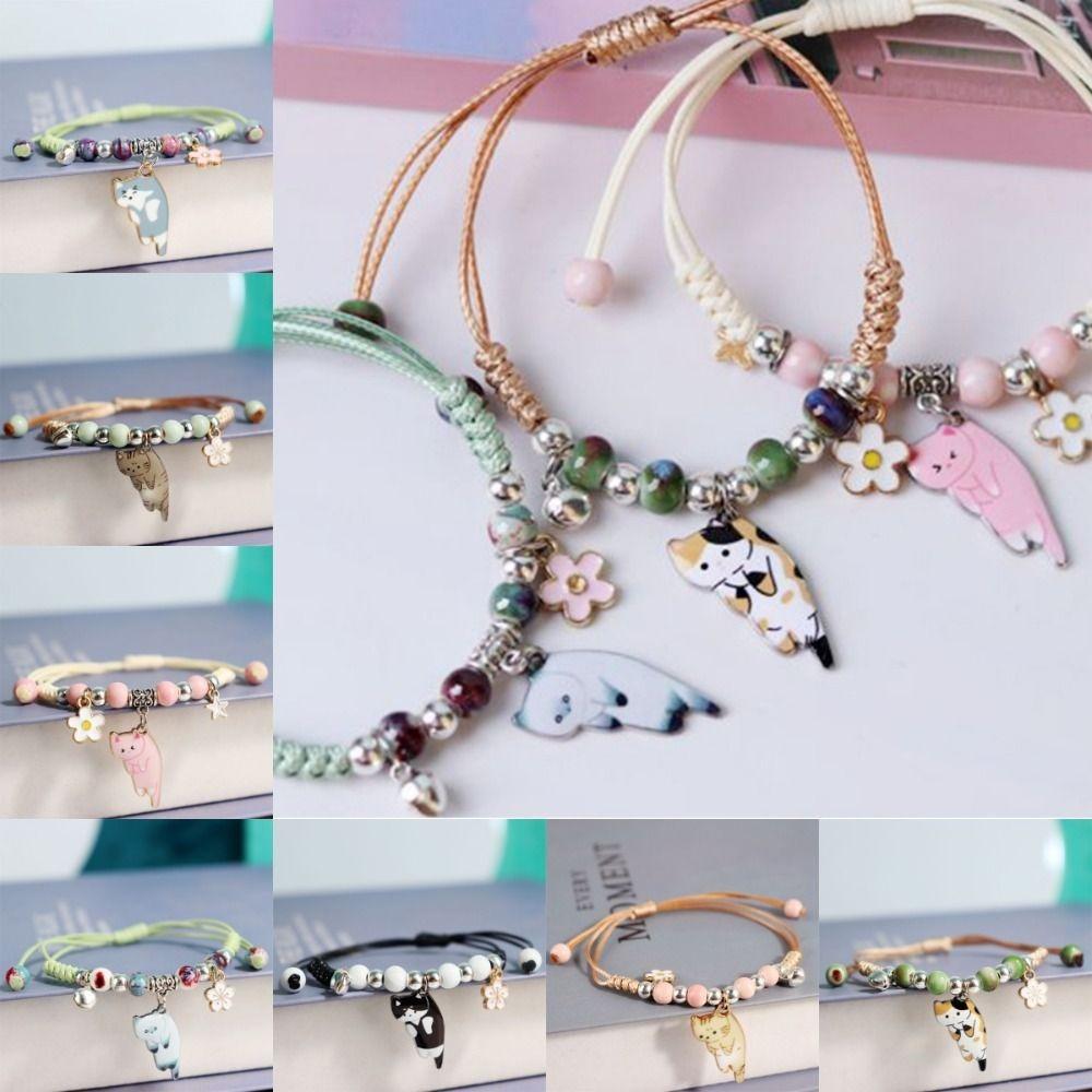 Модный шарм Милый браслет с животными Регулируемые браслеты дружбы Тренд Мультяшный браслет с кошкой Детский