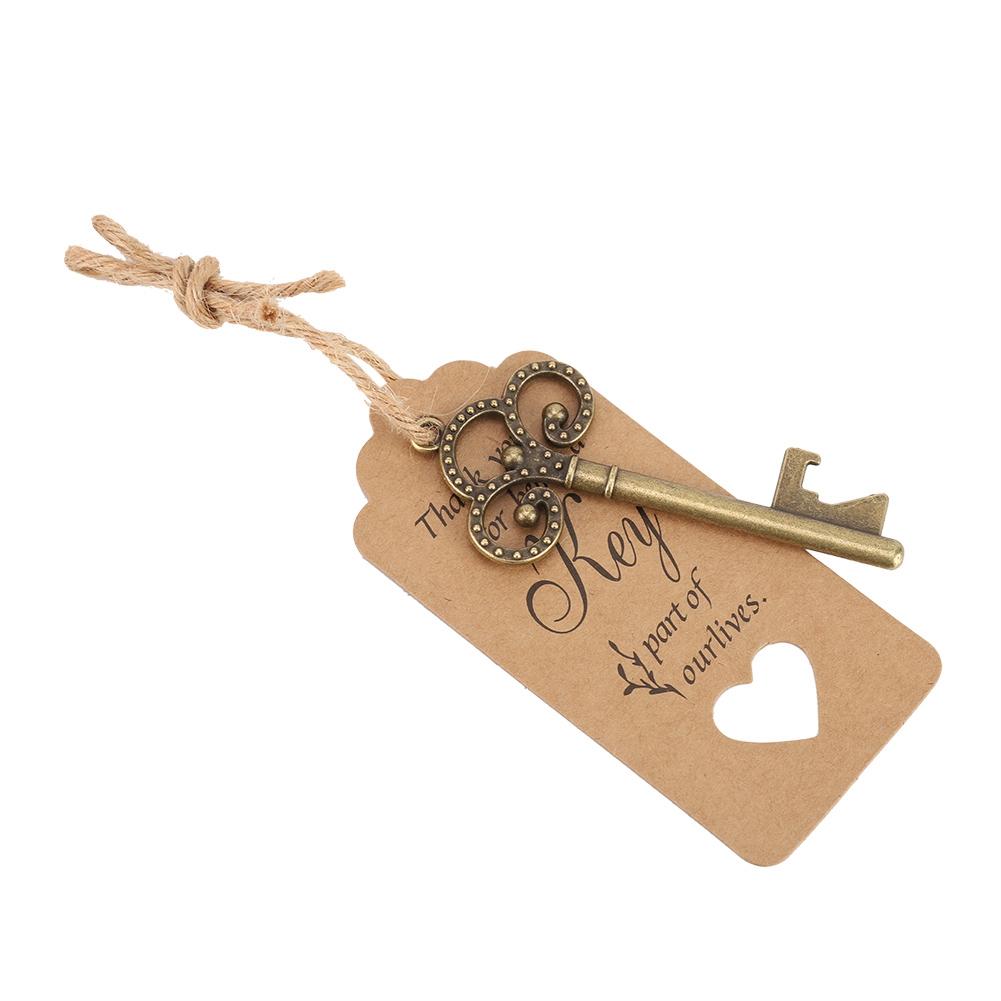 Открывалка для бутылок в форме ключа с биркой-карточкой для подарков гостям на свадьбу