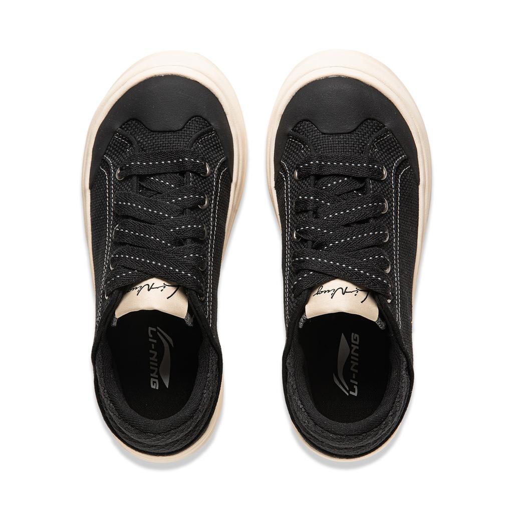 Li-Ning Медовая платформа, удобная, универсальная, толстая подошва, увеличивающая рост, нескользящая, износостойкая, низкая, повседневная обувь, женские кроссовки, черный цвет AGCU186-2