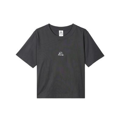 Nike Футболка ACG Series с вышитым логотипом, круглым вырезом, спортивная, повседневная, с коротким рукавом и заниженной линией плеч, женские топы, темно-дымчато-серые DQ2907-046