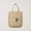 Dunst Hand Drawing Bloom Mini Bag — Handmade Paper Yarn Mini Tote with Floral Embroidery | Korean Designer | Navy / Natural Cream